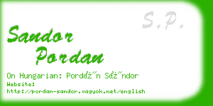 sandor pordan business card